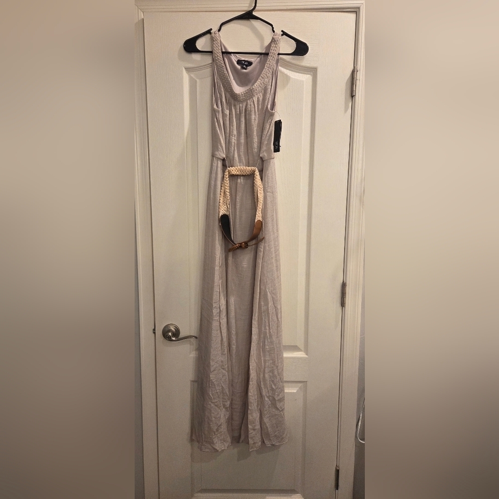 NWT AGB Light Gray Maxi Dress with Belt